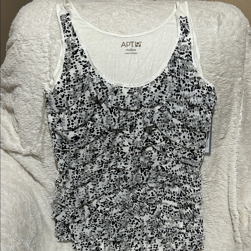 Apt. 9 Women's Monochrome Ruffle Tank Top